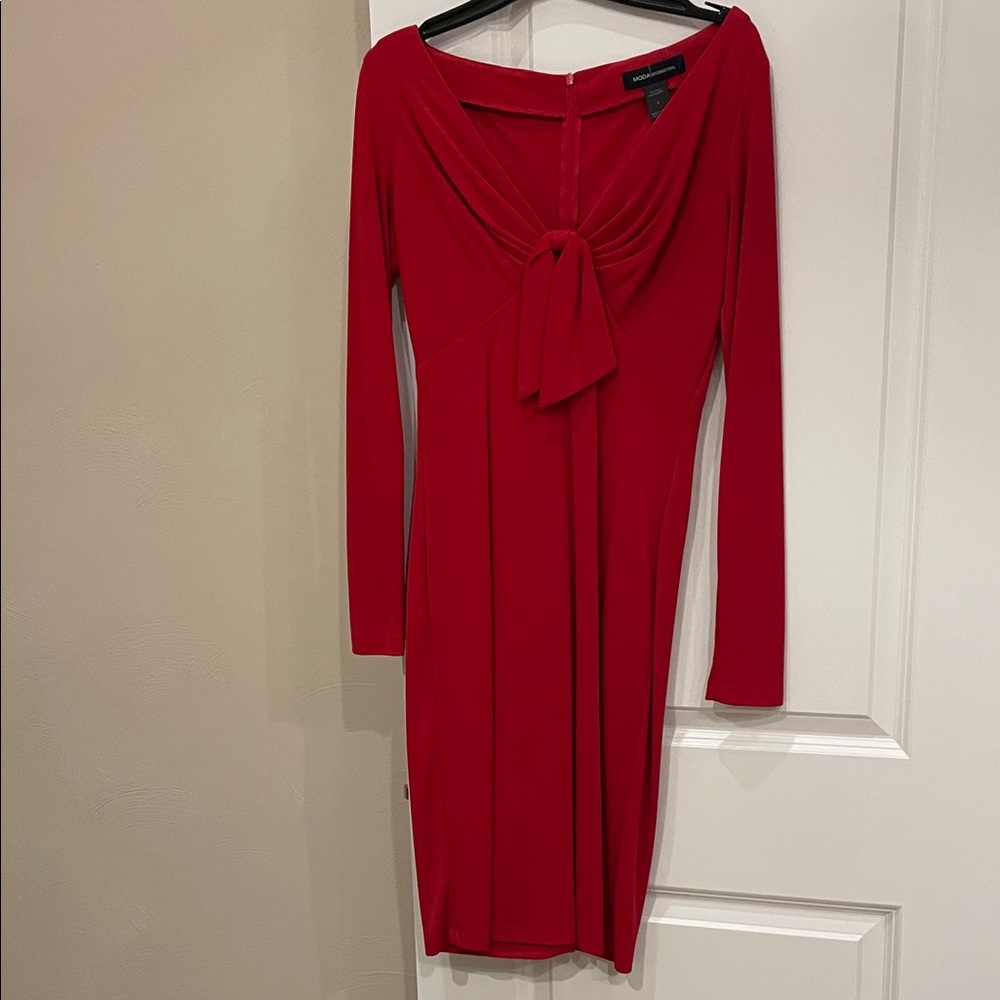Moda International Red Long Sleeve Dress